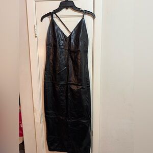 Elegant Black Leather Dress